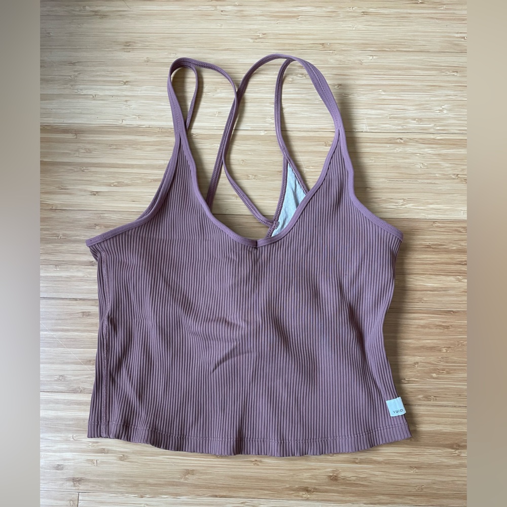 Vuori Ribbed crop tank: pink